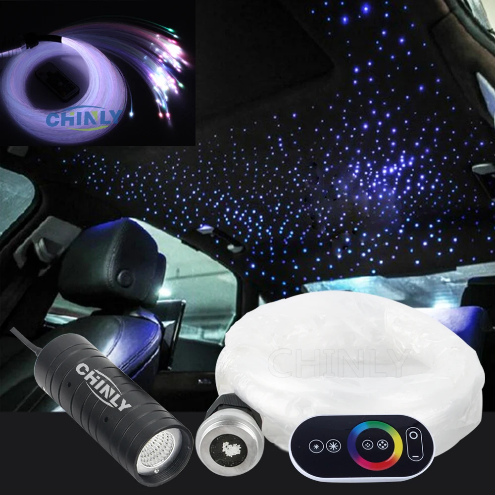 Fiber Optic Light 6W RGB Device Touch Remote Control 100pcs 2Meters LED Optical Fiber Starry Sky Ceiling Lights