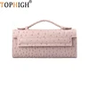 TOPHIGH New Luxury Women Long Clutch Bag Fashion  Ostrich Patern Quality Leather Shoulder Bags Hot Ins. Purse Handbag For Party 1