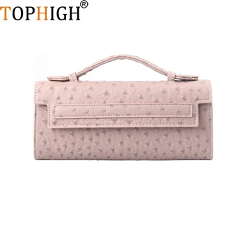 TOPHIGH New Luxury Women Long Clutch Bag Fashion  Ostrich Patern Quality Leather Shoulder Bags Hot Ins. Purse Handbag For Party 1