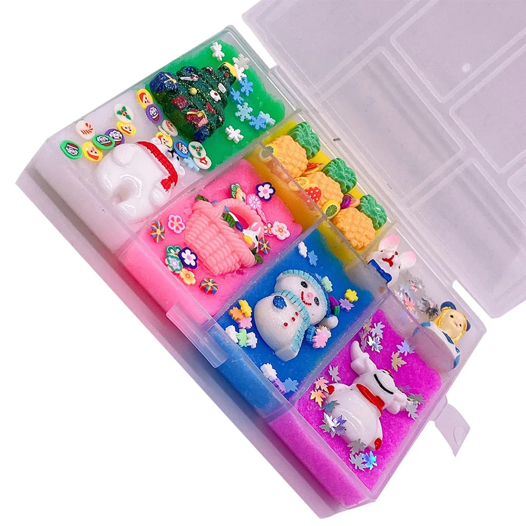 Christmas Tree Bear Snowman Cloud Cotton Slime Charms Soft Light Sand adults children Crystal Slime Clay Toy stress reliever