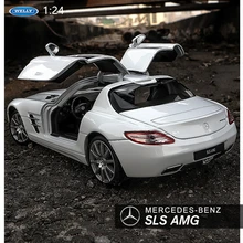 Welly 1:24 Mercedes SLS AMG белый автомобиль сплав модель автомобиля Моделирование Украшение автомобиля коллекция Подарочная игрушка Литье под давлением модель мальчика