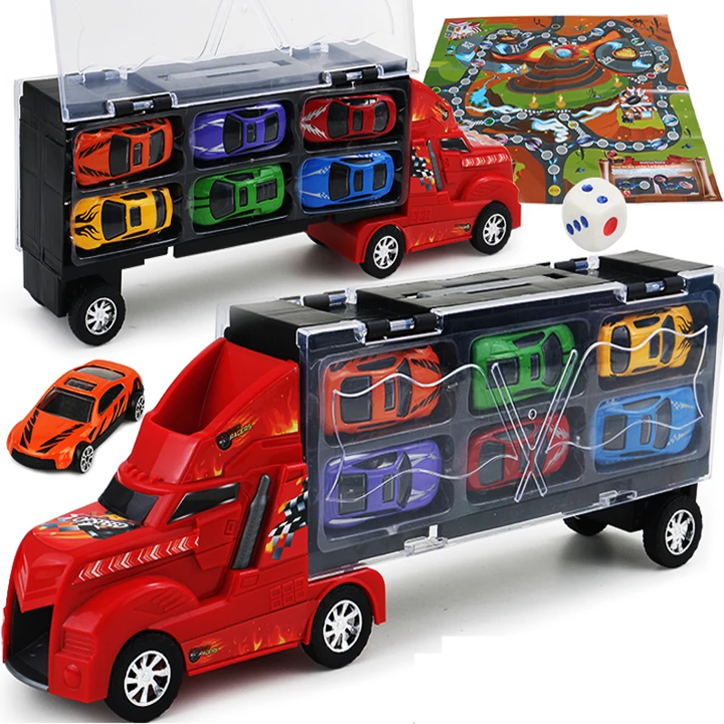 12PCS Toy Car Carrier Transporter Truck Large Storage Carry Case With 12pcs Cars for Kids Toddlers | Игрушки и хобби