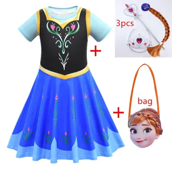 

Halloween Anna Elsa Dress For Girls Costume Carnival Christmas Kids Dresses Birthday Party Dress Child Princess Dress fantasia