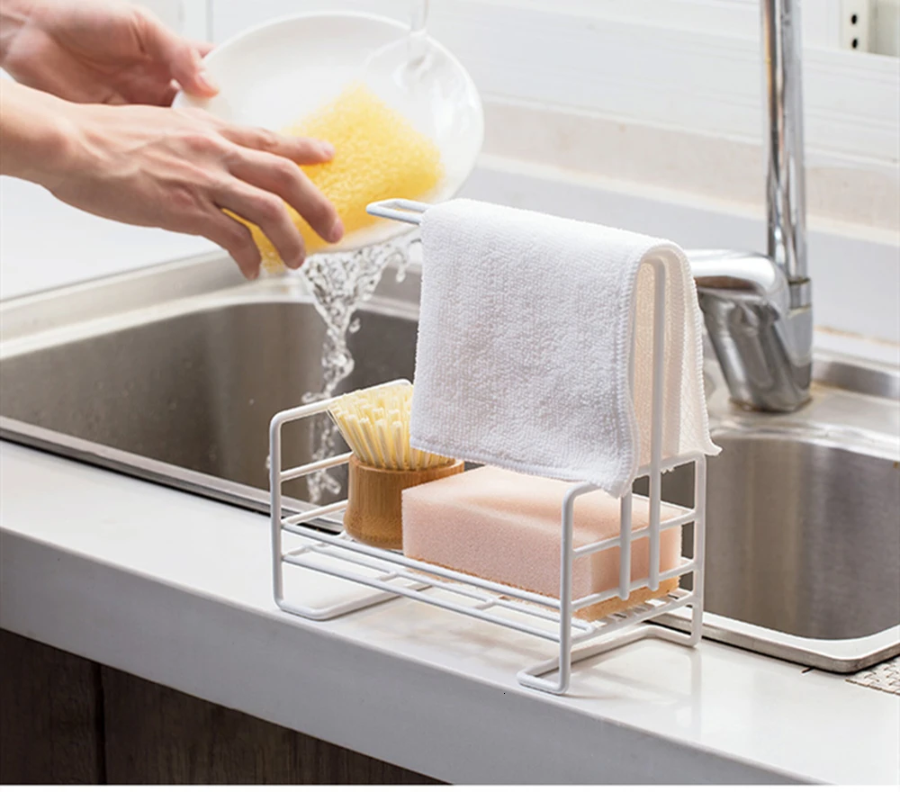 Sink Shelf Soap Sponge Drain Rack Bathroom Holder Kitchen Storage Suction Cup Kitchen Organizer Sink kitchen Accessories Wash