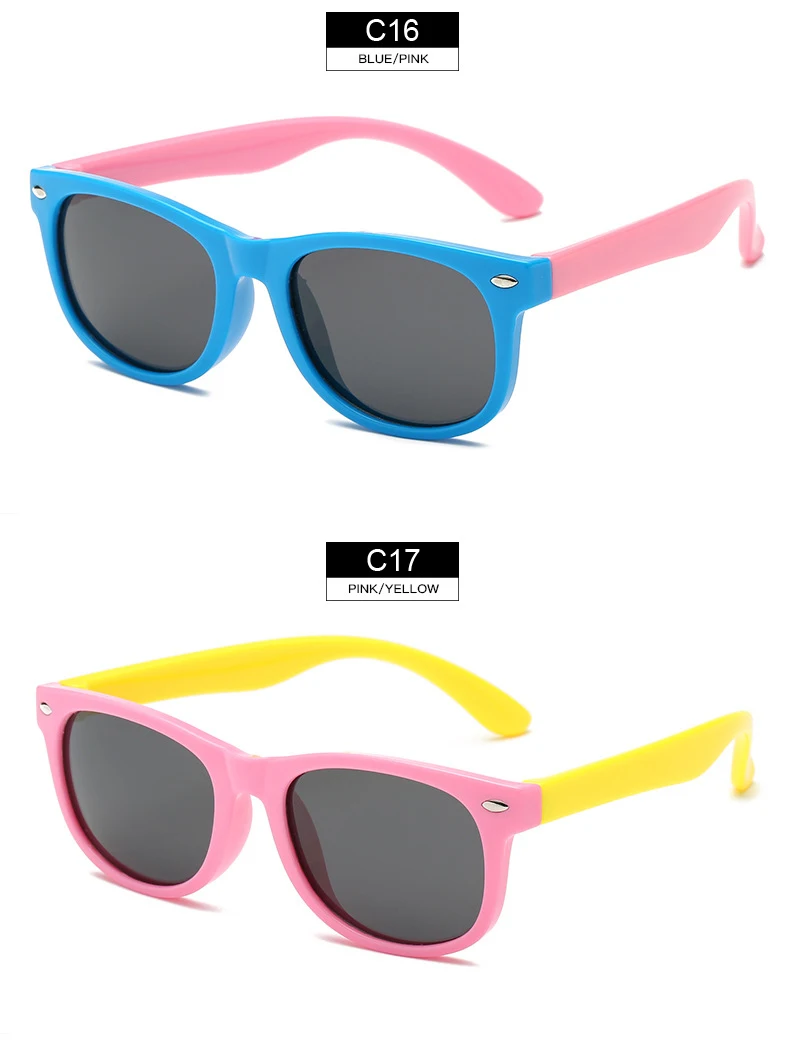 VKUES Детские поляризованные солнцезащитные очки детские гибкие зеркальные оттенки красочные силиконовые очки для девочек и мальчиков защитные антибликовые UV400