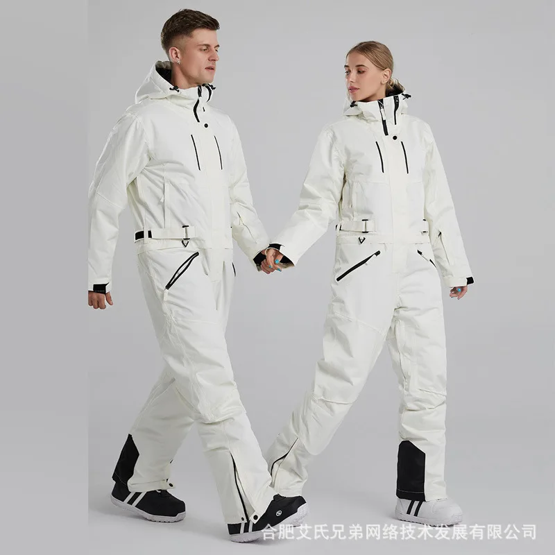 Men Women Ski Jumpsuit Winter Warm Windproof Waterproof Ski Jacket Pants  Set Female Male Breathable Snowboarding Suit Snow Suit