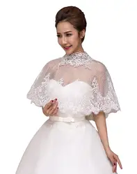 High Neck Lace Wedding Bridal Boleros Wraps Bride Cape Appliques  Jackets White Ivory Scarfs Wedding Accessories In Stock