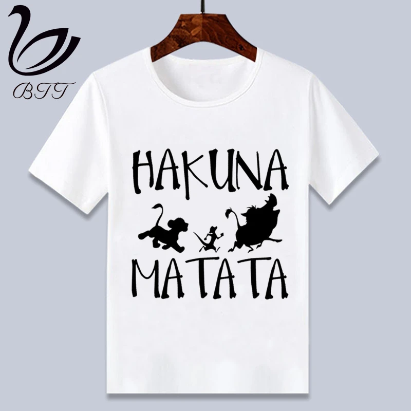 Hakuna Matata/футболка для мальчиков; летняя детская футболка для мальчиков; топы для маленьких девочек; детская футболка; Мультяшные футболки; одежда - Цвет: A
