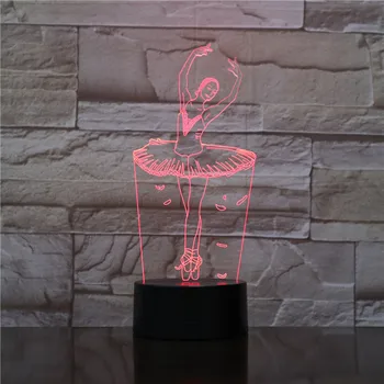 

3D Lamp Ballet Dancer Best Present for Girls Pretty Decoration for Indoor Atmosphere Touch Sensor Led Night Light Lamp Laser