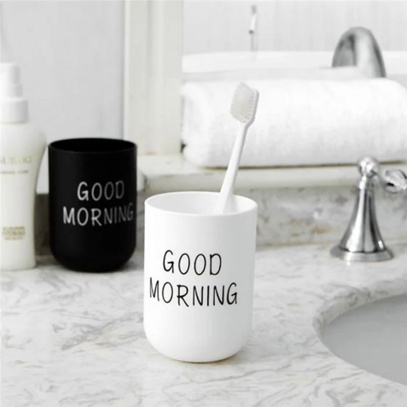 Простая ванная комната с рисунком «good morning» круглая чашка для мытья пара футляр для зубной щетки Мужчины Женщины дарят друг другу Подарки закупка#3A16