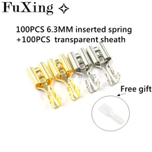 Weibliche Terminals 6,3mm Mit Transparente Hülle Eingeführt Frühling 6,3mm Buchse Terminal Faston Mit Isolator Für Draht