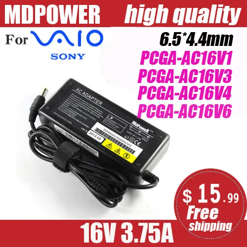 Для SONY 16V 3.75A 60W питания для ноутбука AC адаптер зарядного PCGA AC16V AC16V1 AC16V3 AC16V4 VAIO U101 VGN