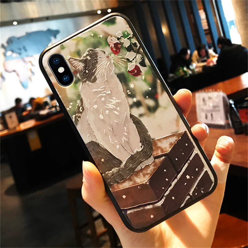 Милый Кот 3D аниме крышка тиснения для huawei Honor вид 20 20i 10i 8X8 9 10 20 Lite 7A 7C 7X играть Nova 2i 2 Lite 3 3i 3e 4 4e чехол