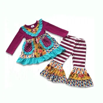 

Adorable Girl Autumn Long Sleeves Clothes Fall Floral Print Fashion Bell Pants Outfit