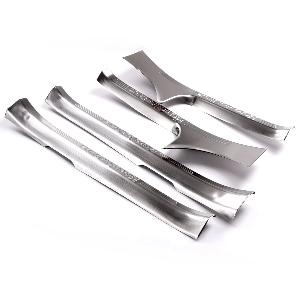 4pcs For Mercedes Benz C Class W205- Car-styling Stainless Inside Door Sill Scuff Plate