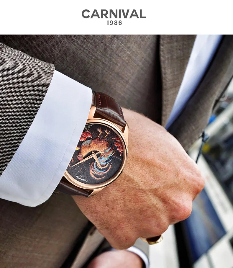 Автоматические часы MIYOTA с 3D циферблатом, Механические Мужские наручные часы, мужские часы из натуральной кожи, мужские часы