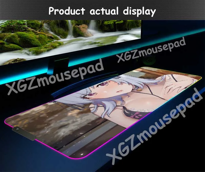 XGZ аниме красивая девушка на заказ большая RGB модная цветная мышь коврик черный замок край Офисный Компьютерный стол коврик резиновый нескользящий