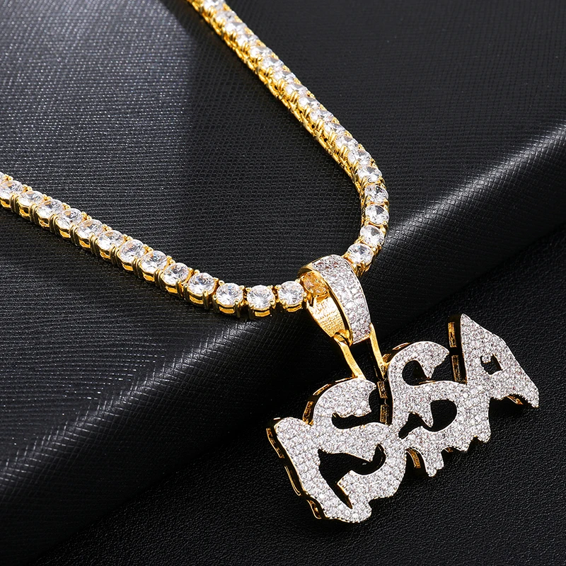 US7 письмо ISSA кулон кубический цирконий микро проложили CZ Bling Iced Out Шарм Ожерелье для мужчин хип-хоп ювелирные изделия