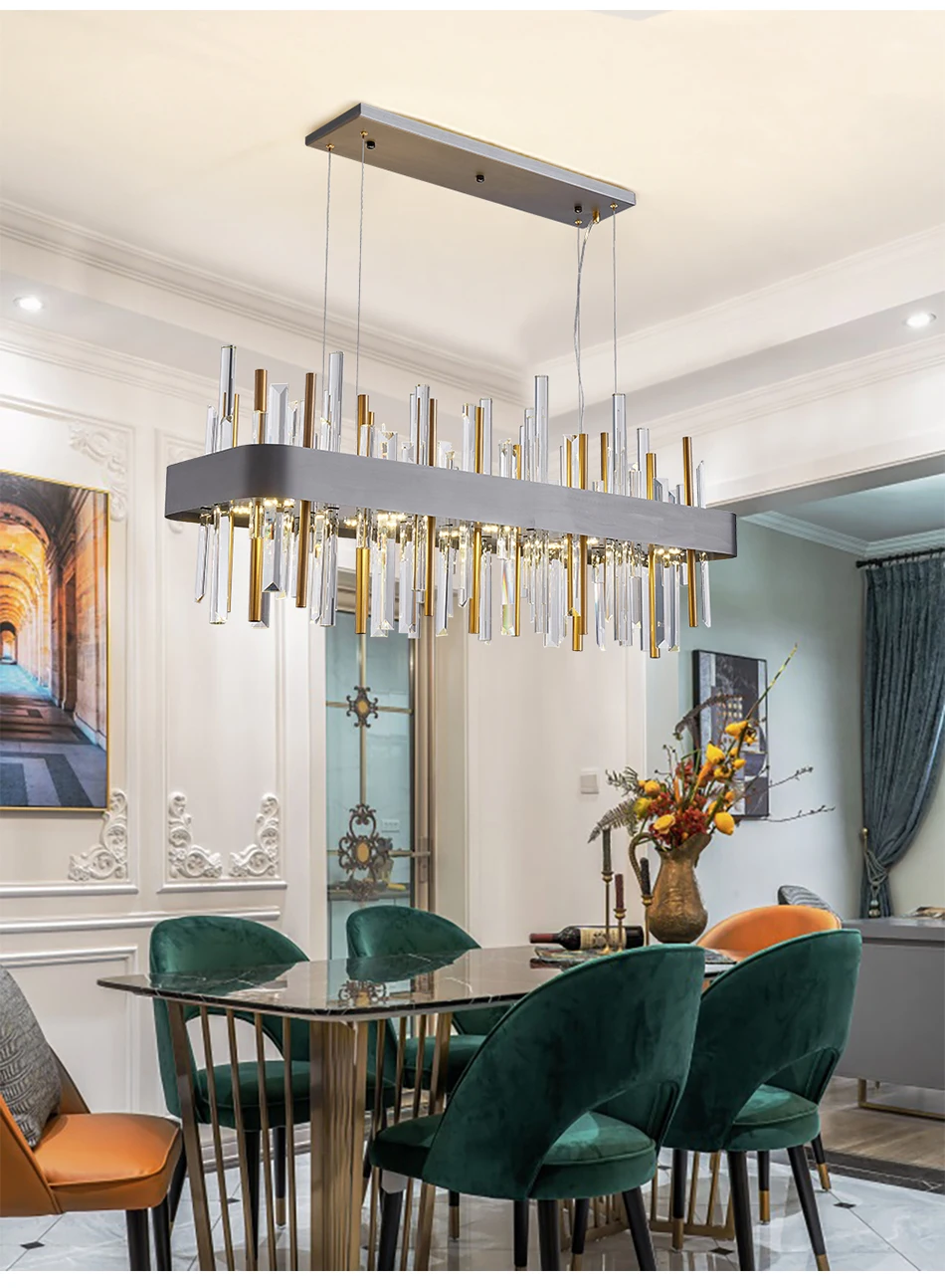 Gold/Black Rectangle Crystal Chandelier