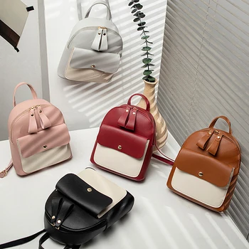 

Fashion Mini Backpack Women PU Leather Shoulder Bag For Teenage Girls Kids Multi-Function Small Bagpack Ladies Phone Pack Pouch