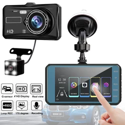DVR, G WDR, Caméra de tableau de Bord à Double objectif HD de 1080 P, Enregistreur Vidéo pour Voiture Auto numérique, Écran Tactile IPS de 4 Pouces, Capteur 