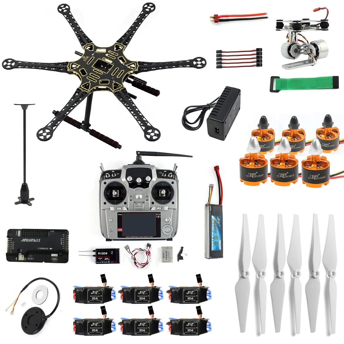 6-осевой полный AT10II передатчик HMF S550 рамка GPS APM 2 8 Полетный Контроллер Gimbal Mount RC