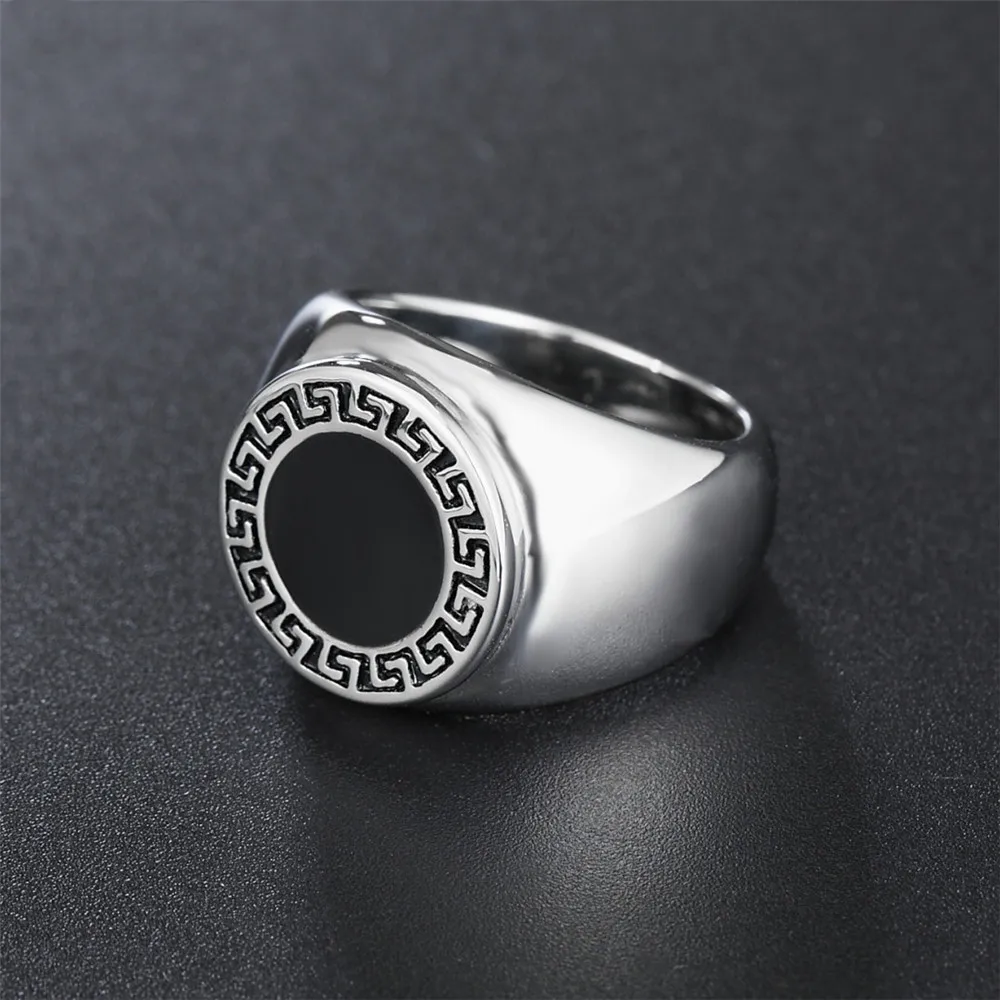 silver color Большие золотые цветные винтажные кольца для мужчин из нержавеющей стали винтажные антикварные ювелирные украшения фигурки аксессуар вечерние палец SIZE7-12 - Цвет камня: silver color