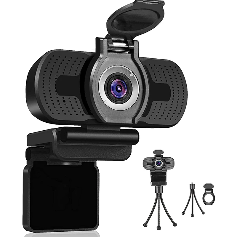 Cámara Web HD 1080P con micrófono giratorio, Webcam USB para transmisión en vivo, ordenador, privacidad, grabación de vídeo