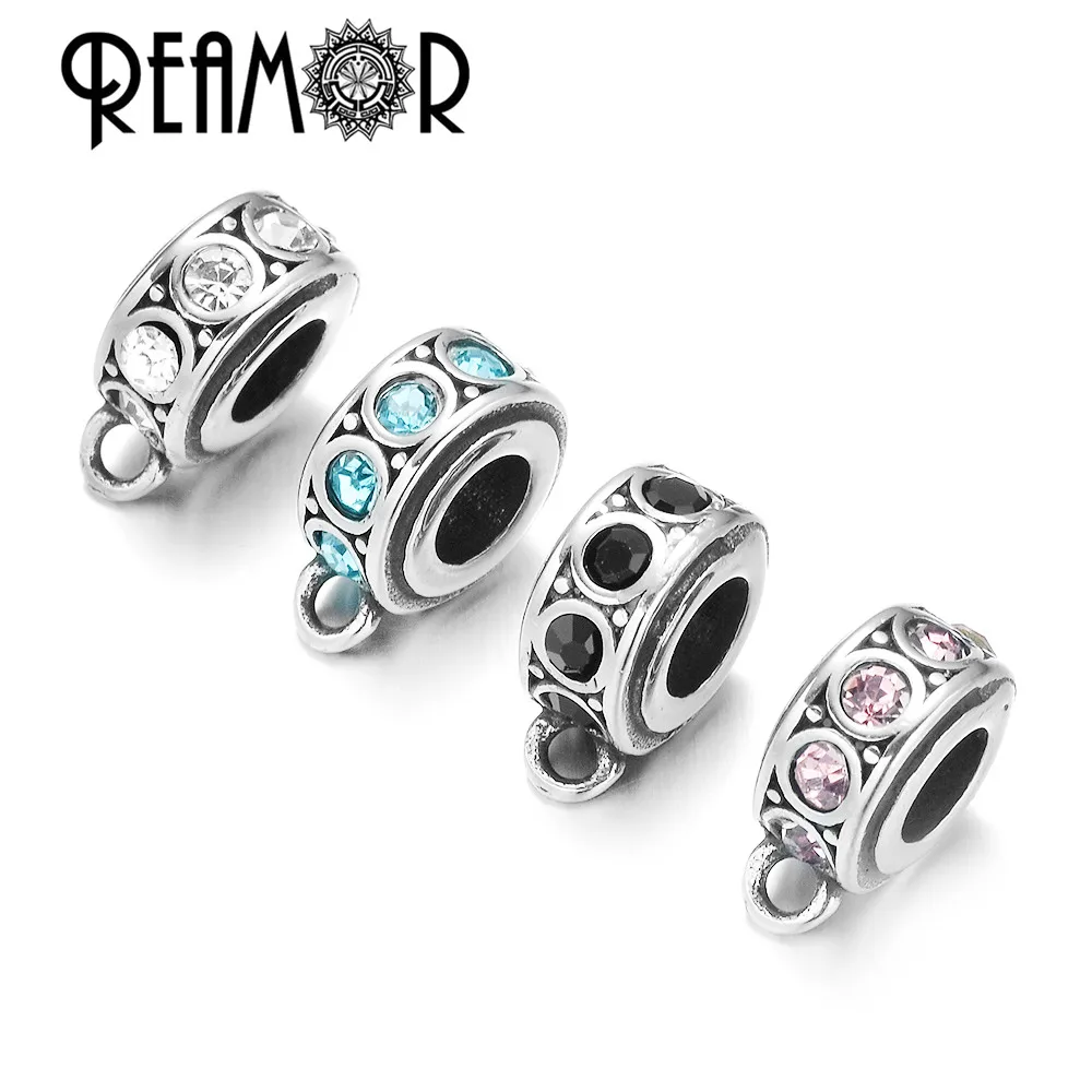 MIX DESIGN 057-60 REAMOR 316L нержавеющая сталь 4 цвета кристалл Pandent Spacer Шарм европейский стиль для DIY изделия в виде ювелирных браслетов - Цвет: MIX DESIGN 057-60