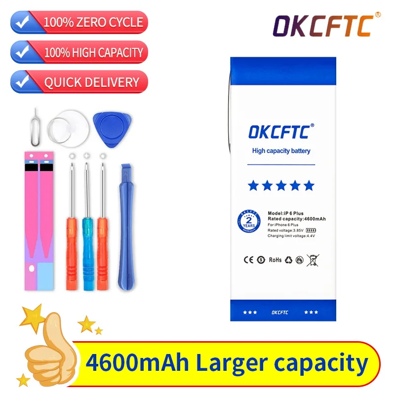 

OKCFTC 4600mAh Battery For APPLE iphone 6 Plus 6P Actual capacity repair replacement battery for iphone 6P battera