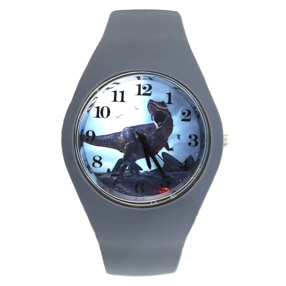 Dinosaur Jurassic Dino Tyrannosaurus Rex Dragon Pattern Men Women Fashion Silicone Band Sport Quartz Wrist Watch 