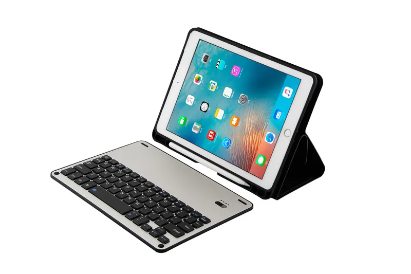 Bluetooth клавиатура чехол для iPad 9,7 Крышка для iPad 9,7 /Pro 9,7/Air 2/Air Съемный Алюминиевый чехол с клавиатурой стенд