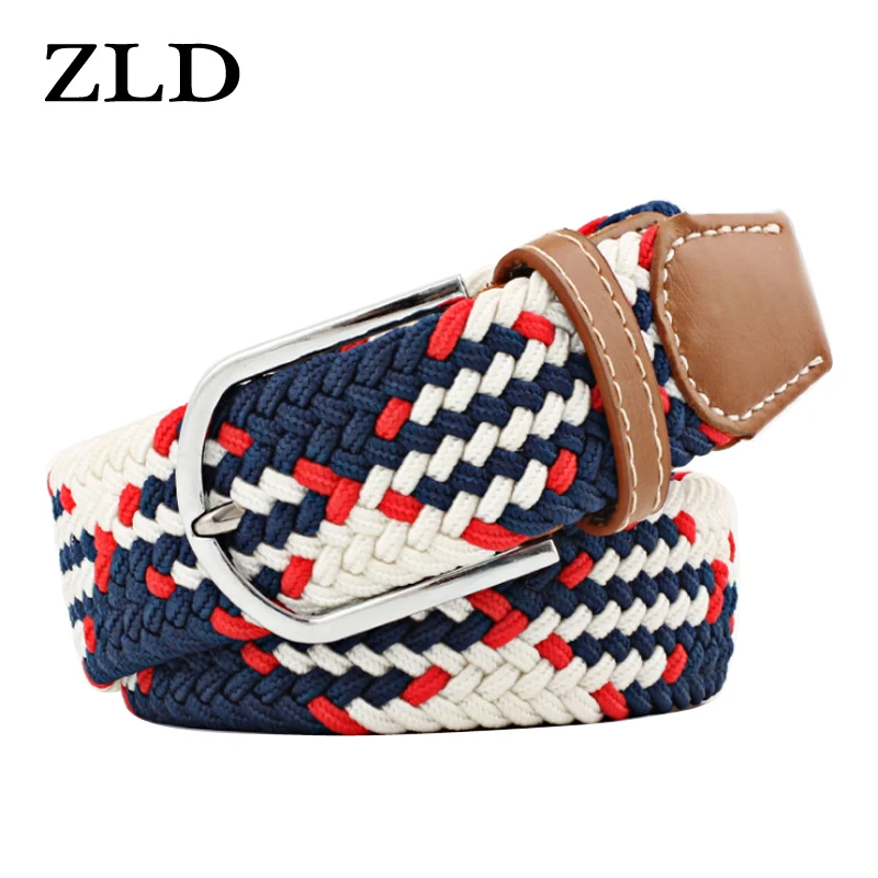 ZLD 60 Colors Men Women Casual Knitted Pin Buckle Belt Woven Canvas Elastic Expandable Braided Stretch Belts Plain Webbing Strap 2