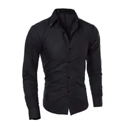 Деловая Новая модная мужская рубашка с длинным рукавом тонкая темно-клетчатая рубашка королевский синий XXL