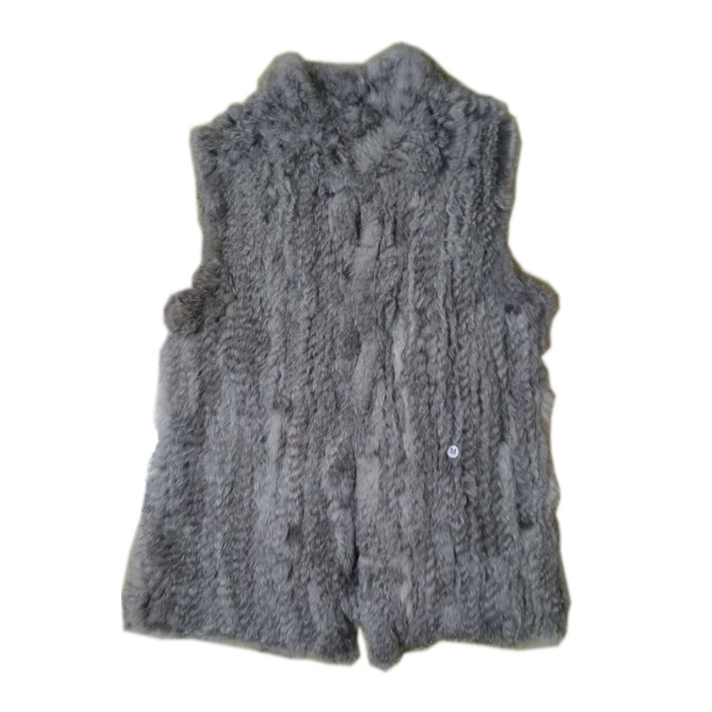 

Real Fur 2020 Lady Fashion Genuine Knitting Rabbit Fur Vest Waistcoat Women natural Fur vest Gilet Outerwear vest