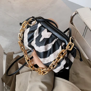 

Zebra Pattern Thick Chain PU Leather Crossbody Bags for Women 2020 Trend Shoulder Bag Women's Trending Branded Handbags Clutch