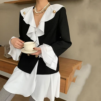

SONDR Patchwork Hit Color Jacket Women 2020 Autumn Casual Fashion New Style Temperament All match Butterfly Sleeve Jacket