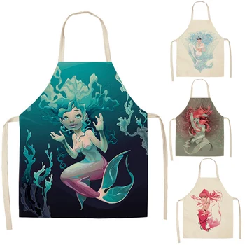 

Mermaid Apron Creative Kitchen Apron Women Aprons Dinner Party Cooking Apron Adult Baking Accessories