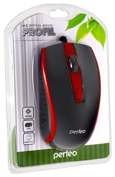 Мышь проводная Perfeo PF-383-OP-B/RD Profil Black/Red | Компьютеры и офис