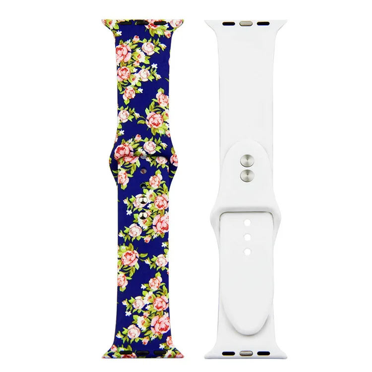 Ремешок с принтом для apple watch 5, 4, ремешок 44 мм, 40 мм, iwatch 5, 4, 3, 2, 1, ремешок 42 мм, 38 мм, спортивный силиконовый браслет, наручный ремень, аксессуары
