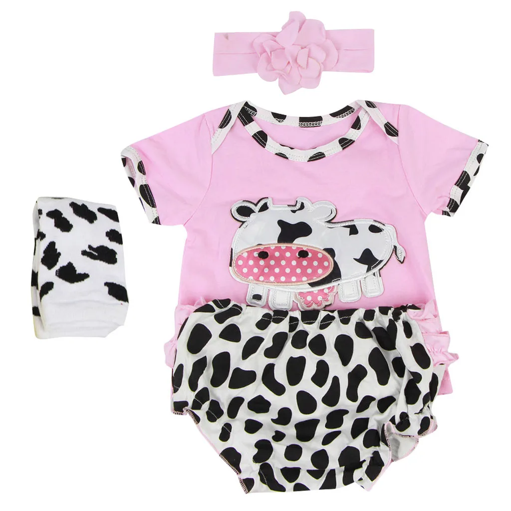 Set of 5pcs Caw Patterns Shirt Stocking Underpants Headband Clothes for 22''-23'' Reborn   Doll Complete Look Pink