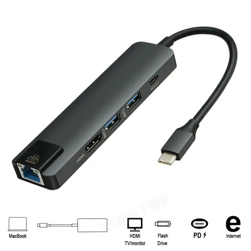USB-C концентратор type-C многопортовый кардридер адаптер HDMI для MacBook Pro 5 в 1