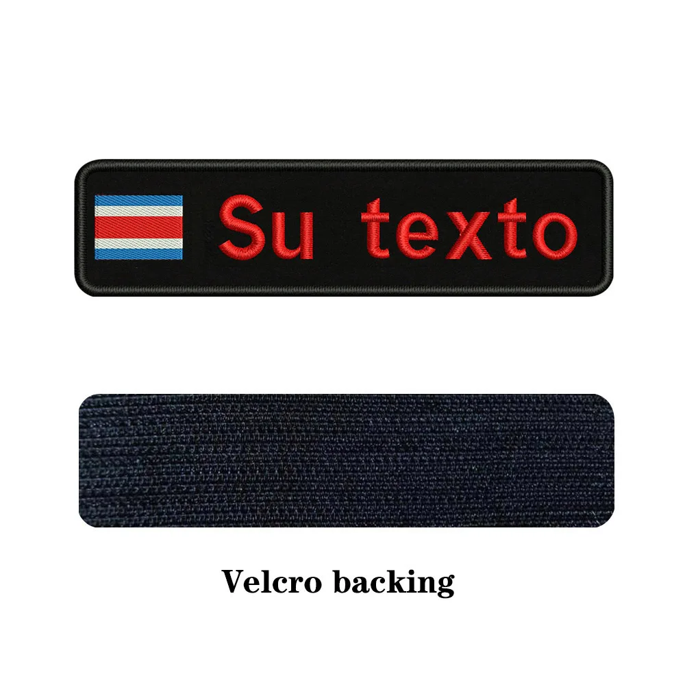 Custom Embroidery Costa Rica National Flag Text Patch 10cm*2.5cm badge Iron On Or Velcro Backing For Clothes Pants Backpack Hat - Цвет: red-Velcro