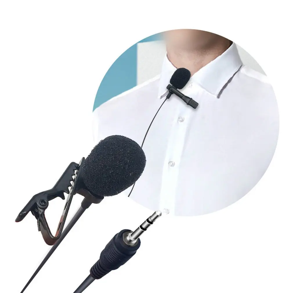 3.5mm Microphone Clip Tie Collar for Mobile Phone Speaking in Lecture 1.5m/3m Bracket Clip Vocal Audio Video Lapel Microphone podcast microphone