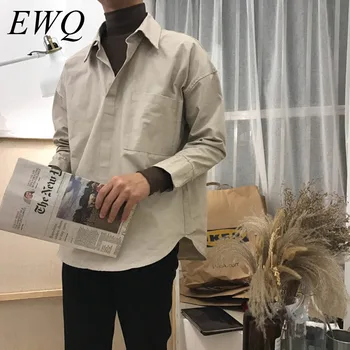 

EWQ / men's wear tide design Shirt Loose Oversize False Two Pieces patchwork High collar Long Sleeve Tops for Men And Wom 9Y974