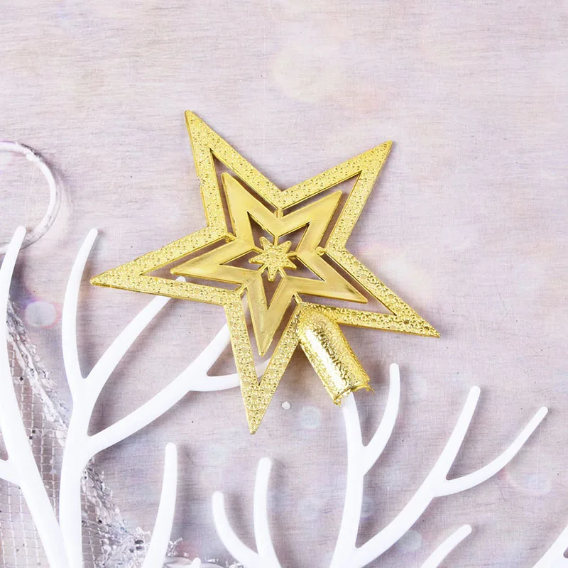 Christmas Tree Decoration Christmas Star Decoration 1pc Gold Silver Red Star Christmas Tree Top Star 3D Five-point Christmas Home Table Topper Xmas Decoration Merry