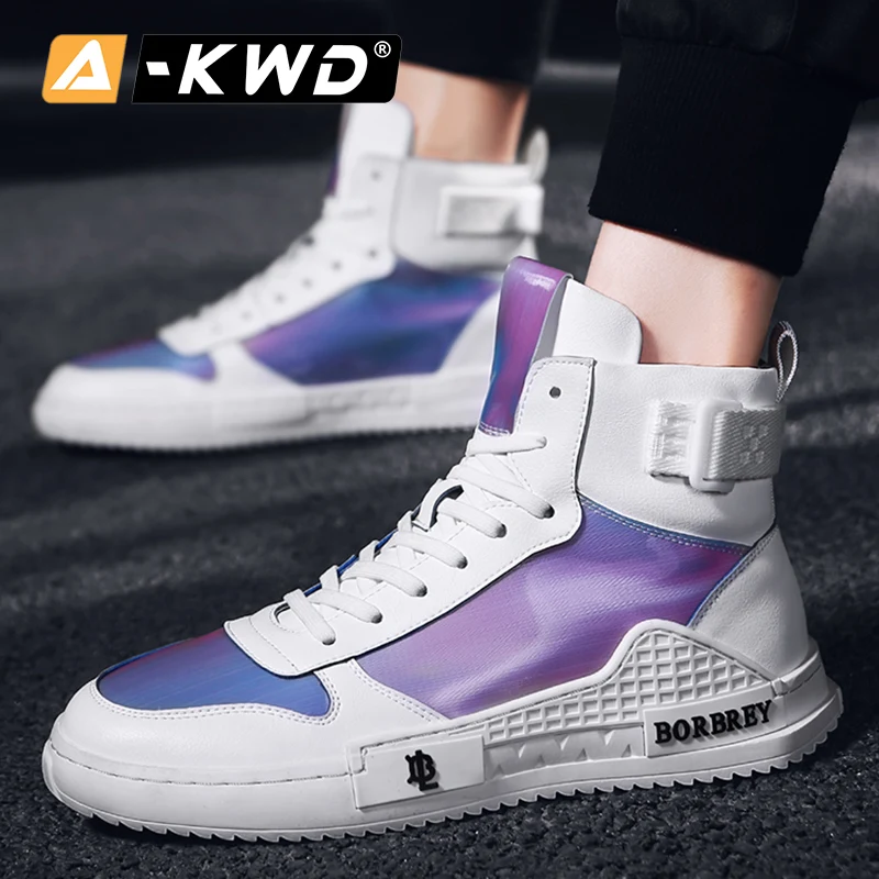 返品無料対応 ホット通気性弾性コードスニーカー白人男性の靴高トップスポーツの靴男性本革のファッションカジュアルシューズ 日本直営 Kisuki Line Jp