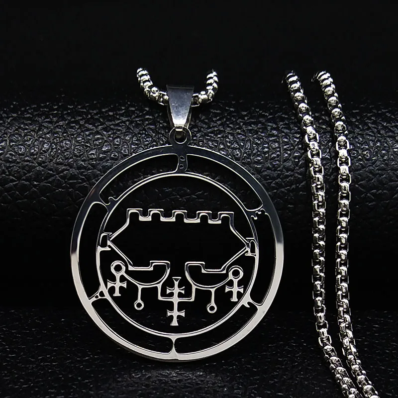 Sceal Sigil De ожерелье Люцифера для мужчин/женщин ожерелье из нержавеющей стали сатана Belial seal Lazer key Baphomet