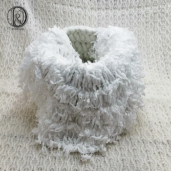 

Don&Judy Hand Crochet Round Blanket + Basketry +150x100cm Fabric Backdrop Set Newborn Blanket Background for Photo Shoot Prop