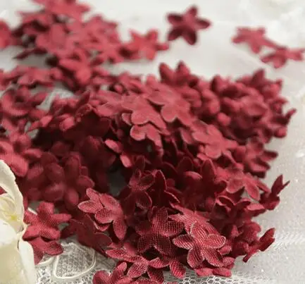 100 шт/1 упаковка, атласная, 3D, прессованная, Zou, лепесток, цветок, кусок, атласная мини-лента, аксессуары для цветов RS1279 - Цвет: Dark red 1.2cm